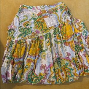 Haute Hippie Vibrant Paisley A-Line Skirt